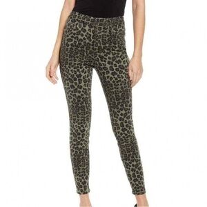 Good American Sage Green Leopard Print Slim Good Waist Crop Jeans Pants Sz. 4/27